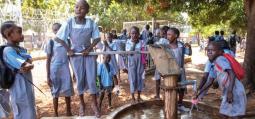 Water Yard constructed by IOM and funded by USAID, in St. Michael Primary School in Lokoloko, Wau.